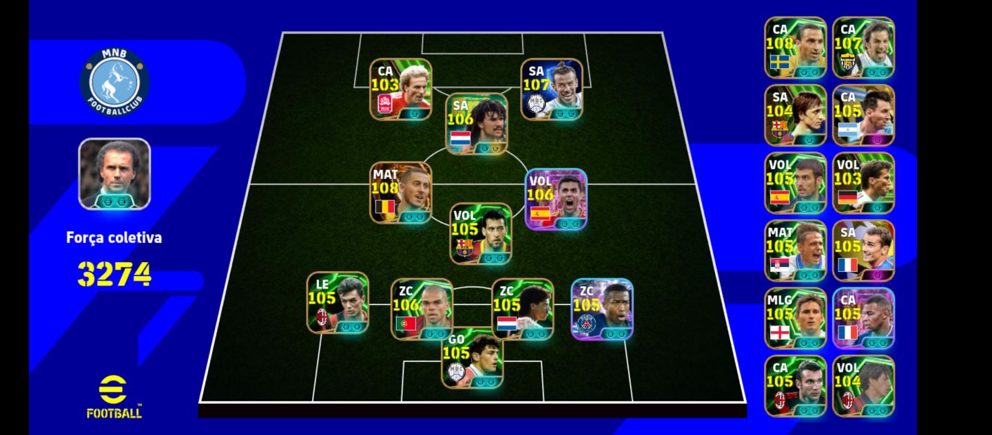 CONTA DE EFOOTBALL COM BALE, NOVO GULLIT, HAZARD BIGTIME