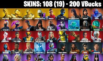 108 Skins - Gold Midas, Gold Brutus, Gold Meowscles, Prodigy, 200 vbucks