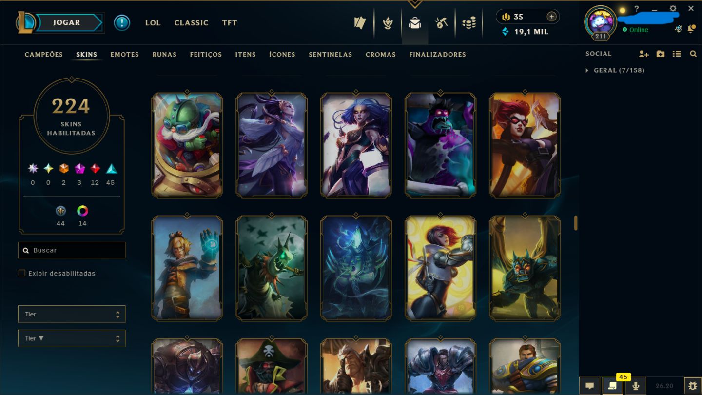 Conta com skins raras