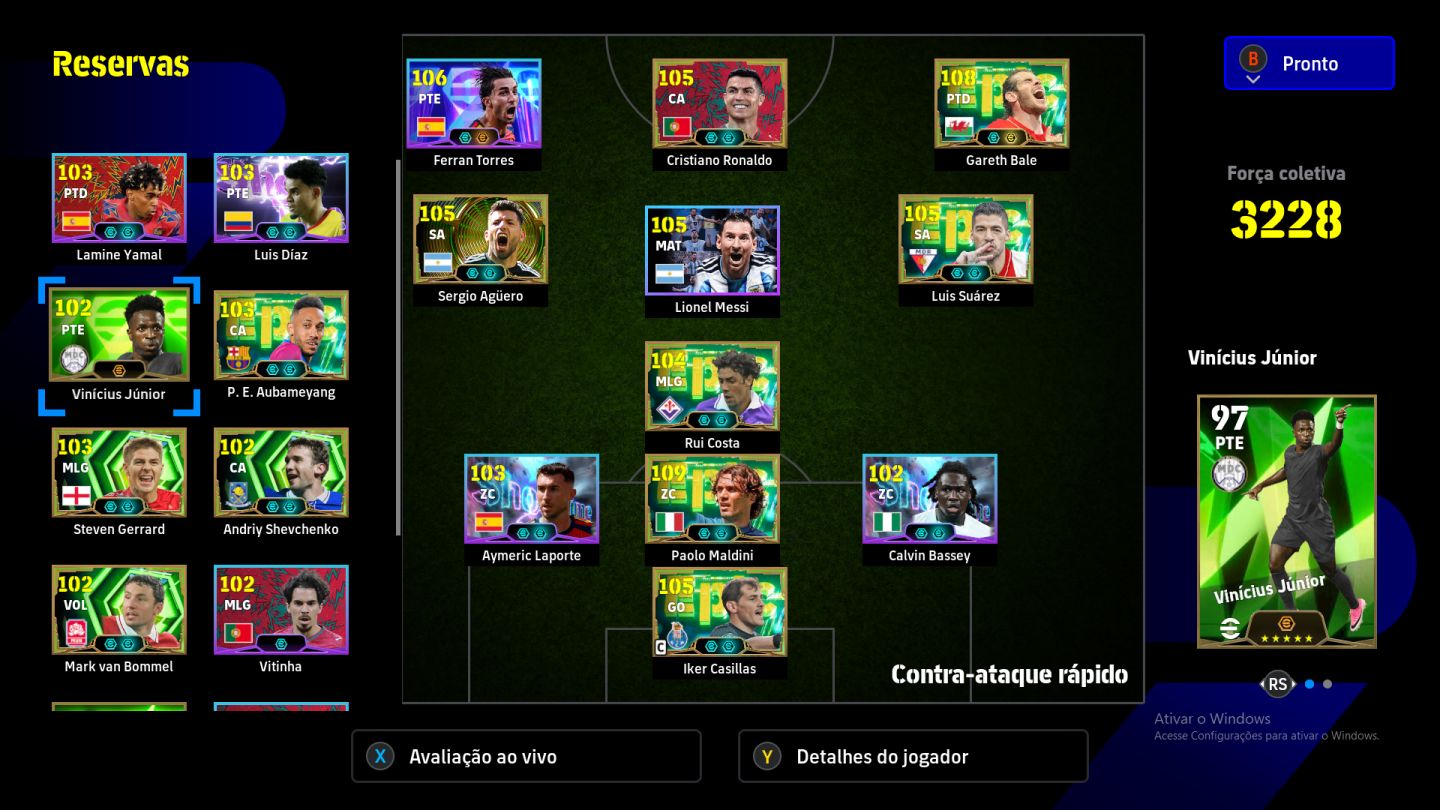 PC, PACK DE PORTUGAL, BALE 108, TORRES 106, AGUERO BLITZ, SUAREZ, MALDINI 109