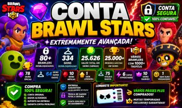CONTA BRAWL STARS OP! DESCONTO DE 55% PRA SAIR LOGO. +85 BRAWLERS