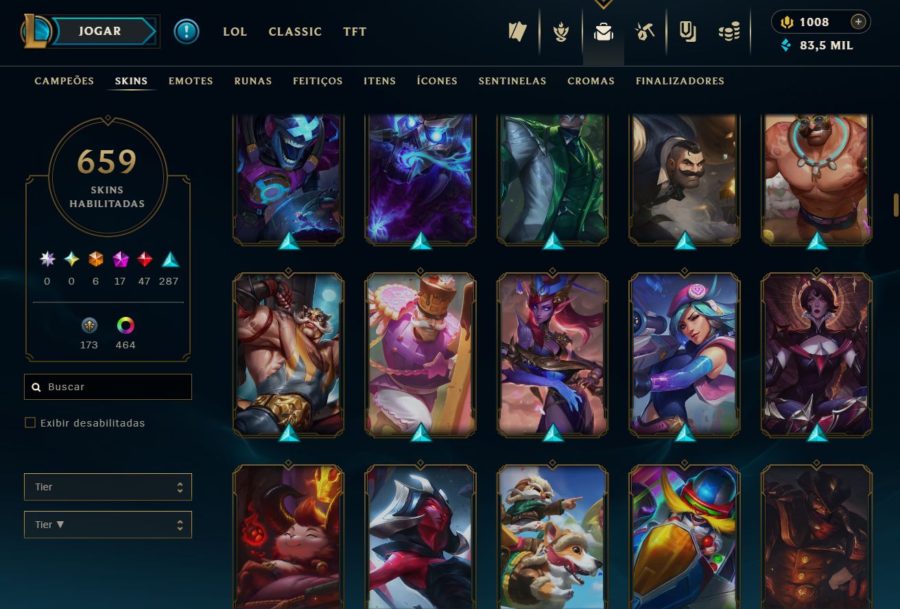 Lvl 767 | 659 skins | 1008 RP | Bordas e muitos mais