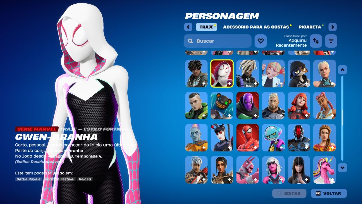 CONTA DE FORTNITE COM 161 SKINS | Spider-Gwen | PROMOÇÃO!