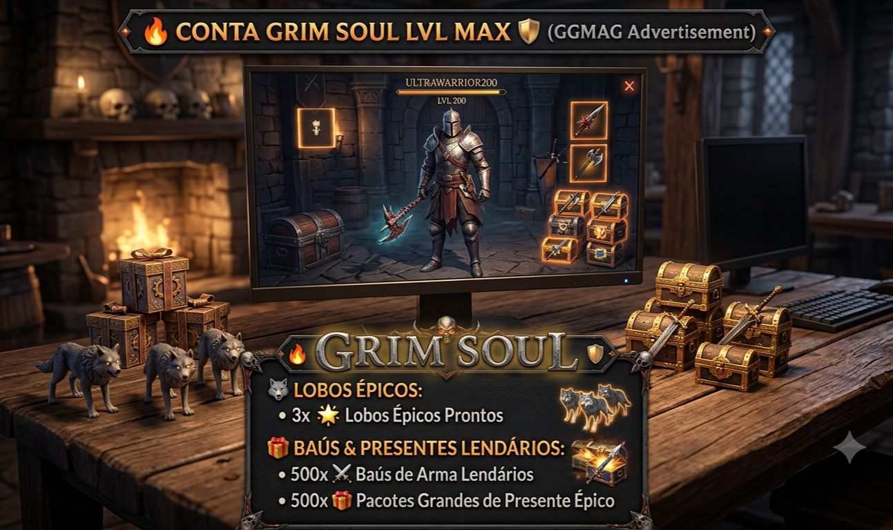 CONTA GRIM SOUL LVL MAX | 3 LOBOS ÉPICOS + 500 BAÚS LENDÁRIOS + RECURSOS TOP