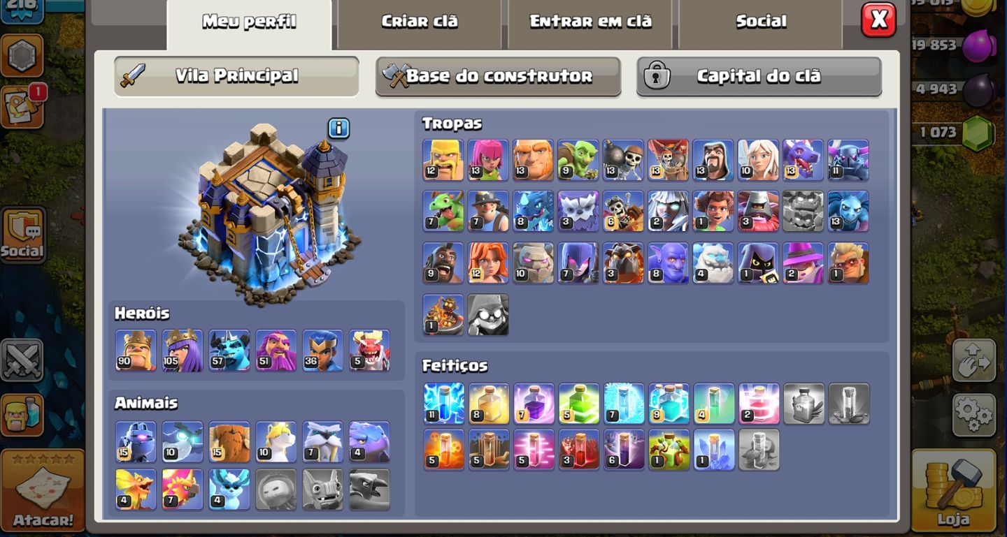 CONTA CLASH OF CLANS CV18 NÍVEL 216 | BASE DO CONSTRUTOR FULL MAX