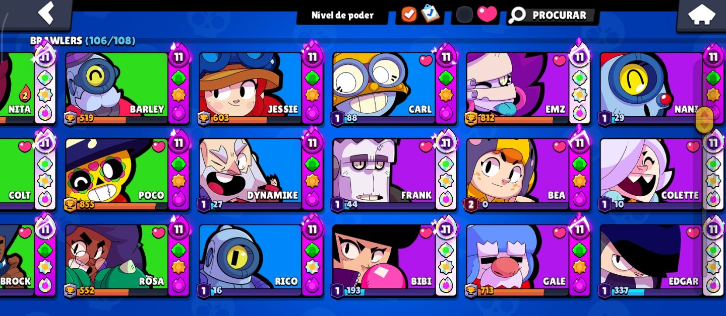 Conta de brawl stras MUITO UPADA com MESTRE NA RANK