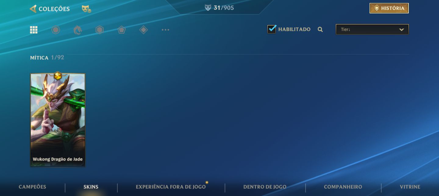 Conta de Wild Ri, level 72 e no diamante 3 e 31 skins.