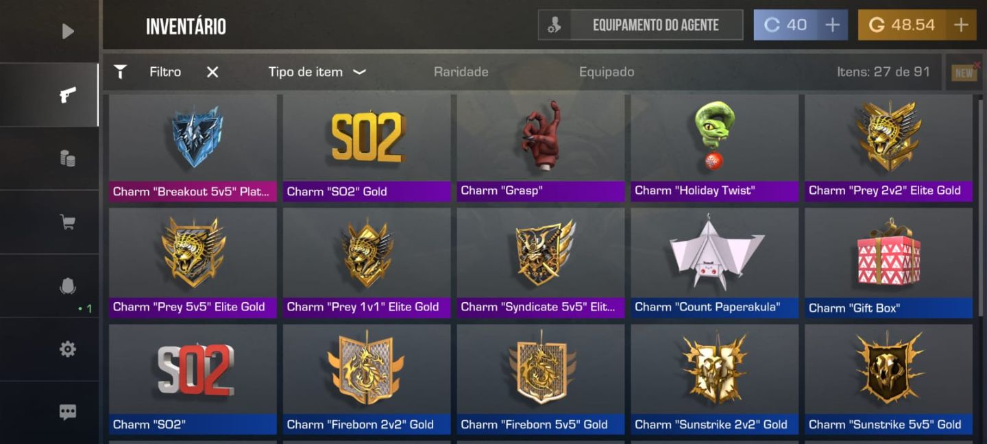 STANDOFF CONTA COM ITEIS RARO