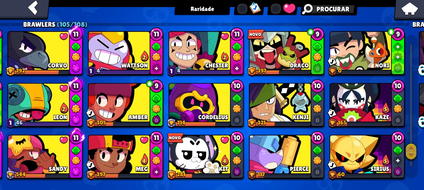 CONTA TOP BRAWL STARS | 44K+ TROFÉUS | 105 BRAWLERS | 19 Nível Máximo 11