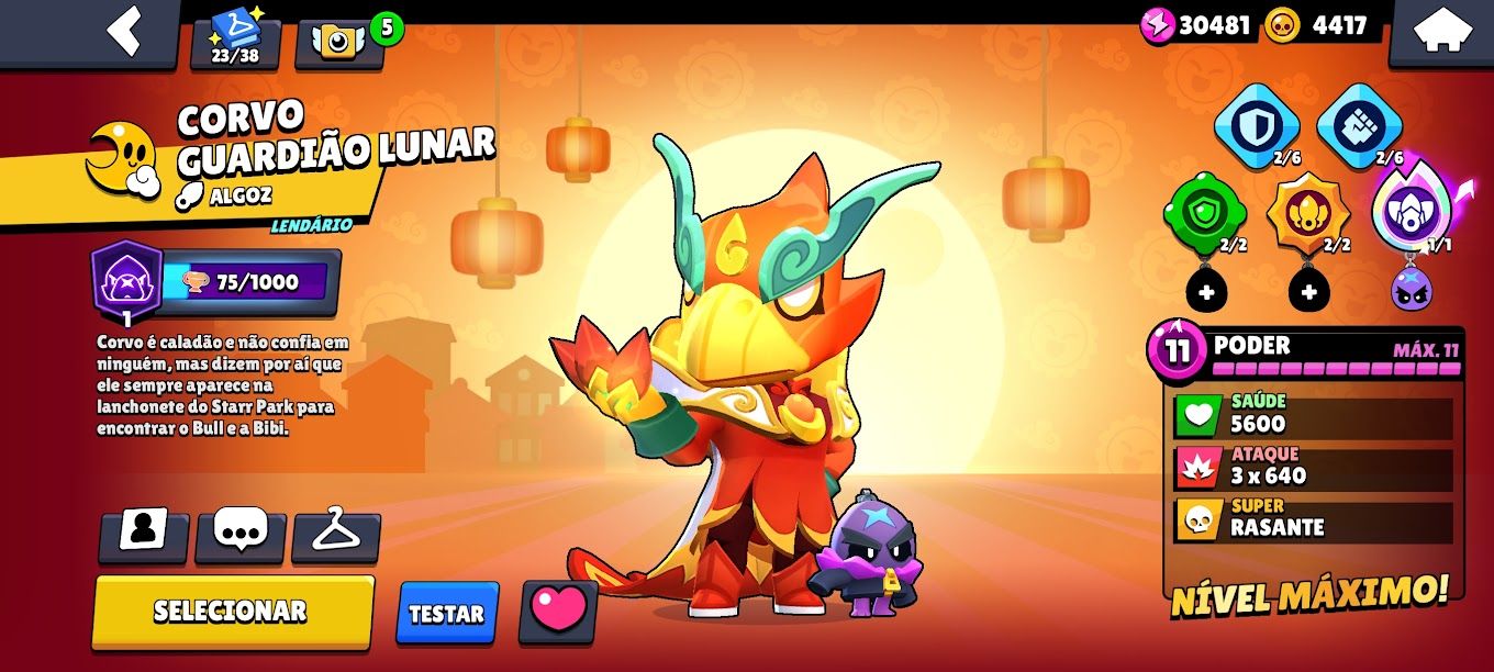 Conta de Brawl Stars 21k de trofeus e skins raras.