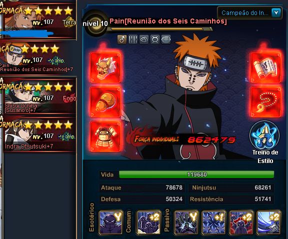Naruto Online | 3,KK | Nv.107 | Pain, Shisui Susano'o e Indra +7 Despertado