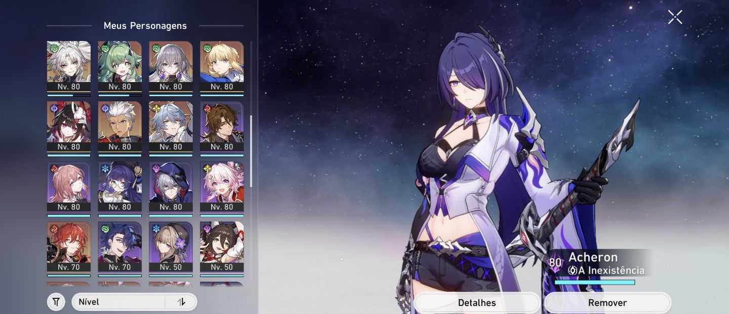 CONTA DE HONKAI STAR RAIL ENDGAME NÍVEL 70 COM MUITOS PERSONAGENS LIMITADOS