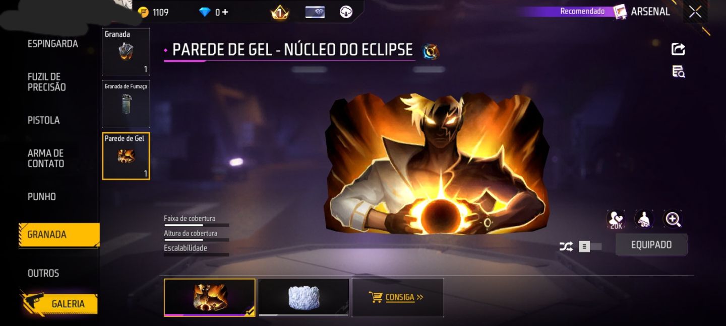 CONTA FREE FIRE NIVEL 11 + SKIN ELISABETH (GINTAMA) + 4 SKINS + GELO + KATANA