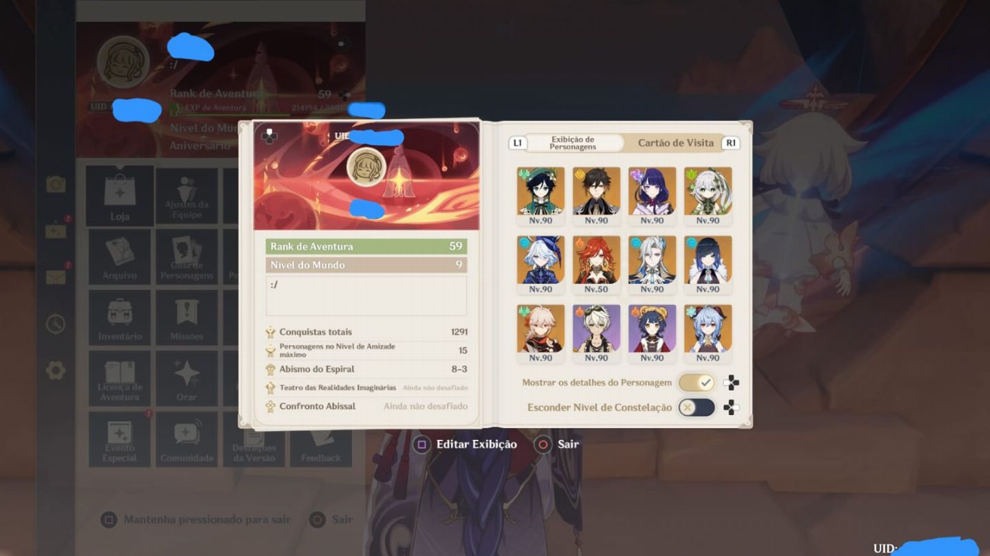 CONTA GENSHIN TODOS OS ARCONTES ENDGAME