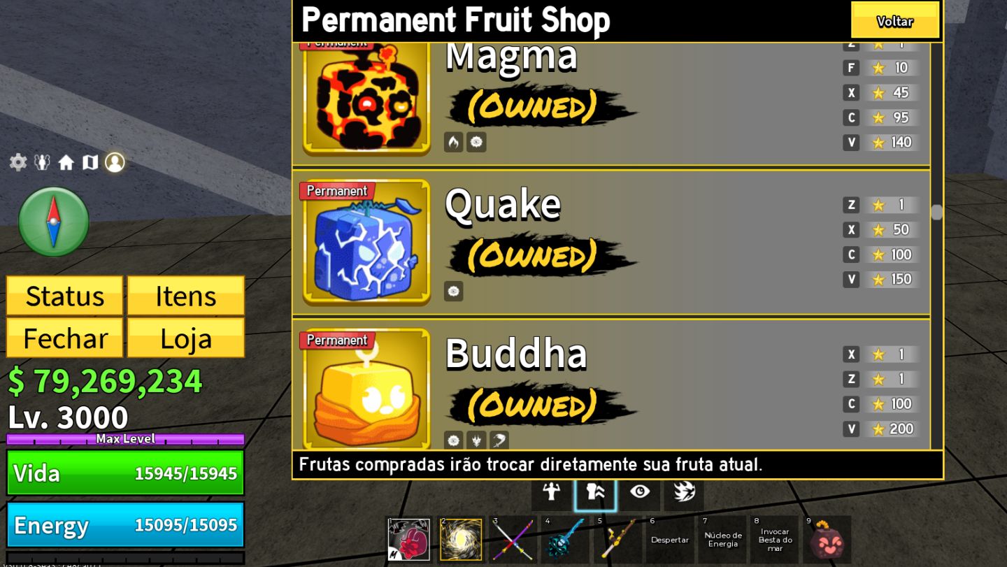 CONTA BLOX FRUITS LEVEL 3000 | 16 PERMS | TODAS AS GAMEPASSES | 6 V4 FULL