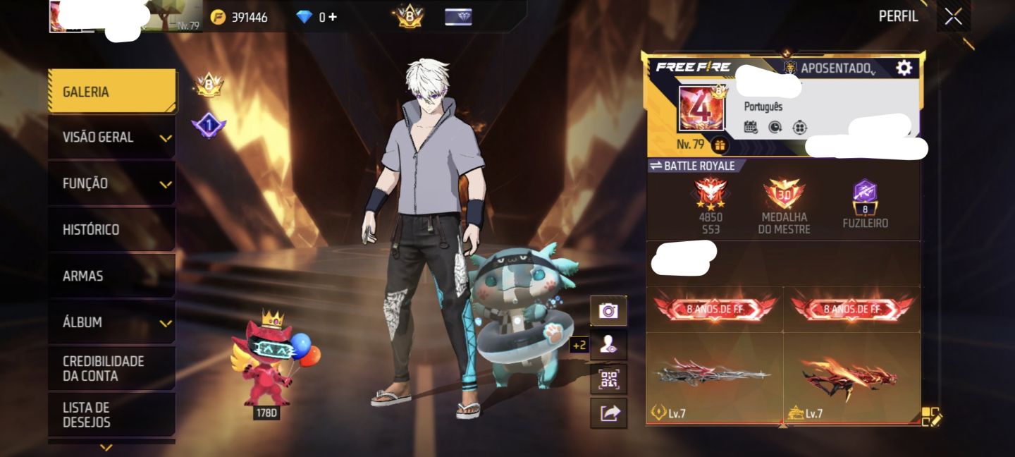 CONTA FREE FIRE PRIME 8 | NÍVEL 79| 8 ANOS IDADE