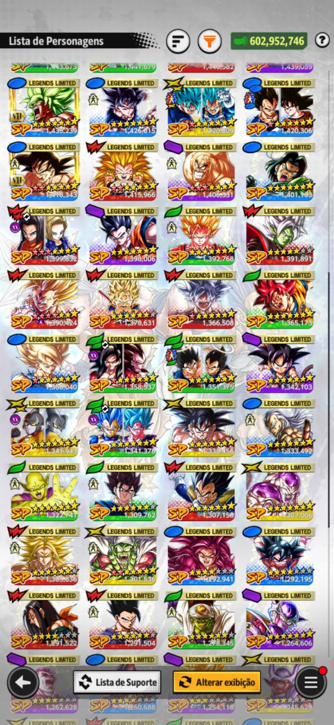 Conta histórica e competitiva. Com muitos equipamentos, e personagens(Gogeta ul)