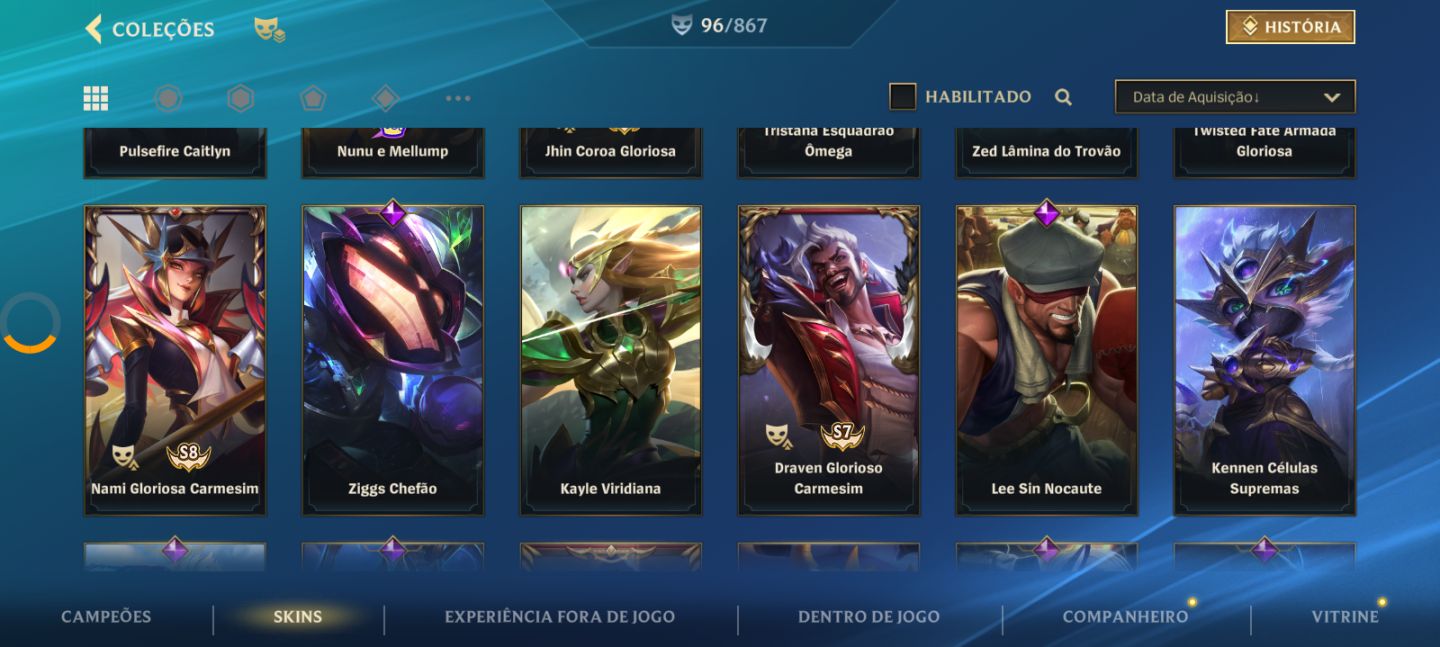 Conta tunada do wild rift Beta, criada por mim