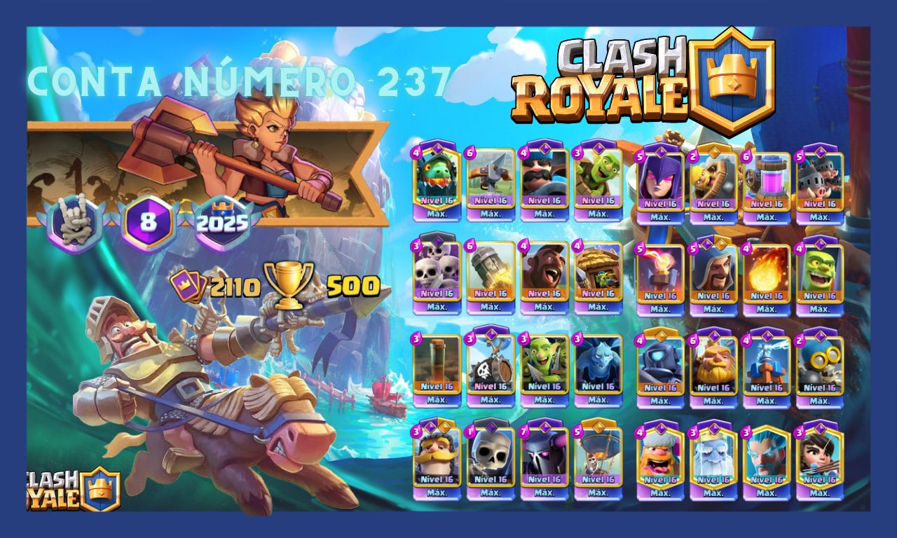 Contas de clash Royale upadas com cartas bem encaminhadas e com Vários troféus.