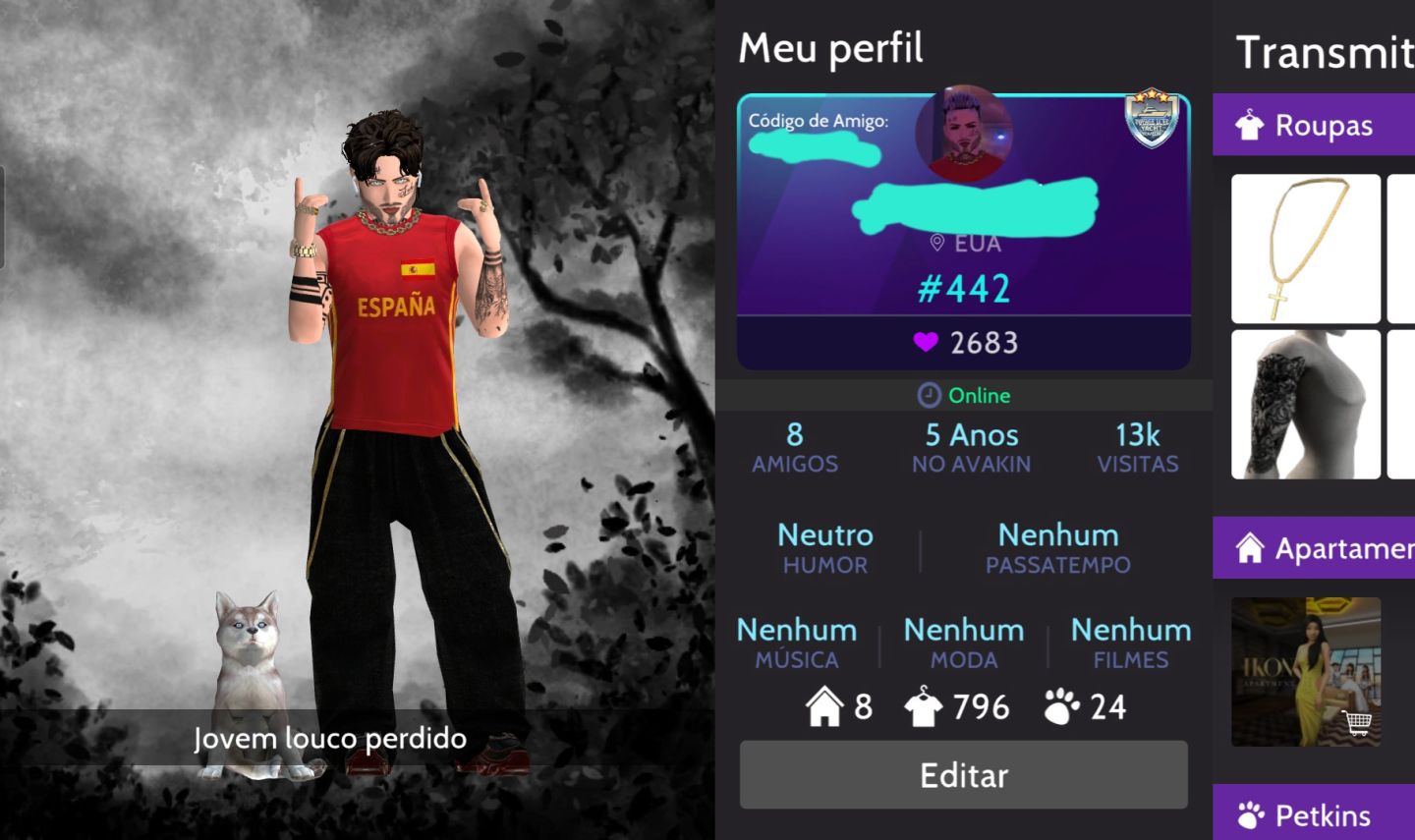 Conta masculina super rara de avk, preço a negóciar !!!!