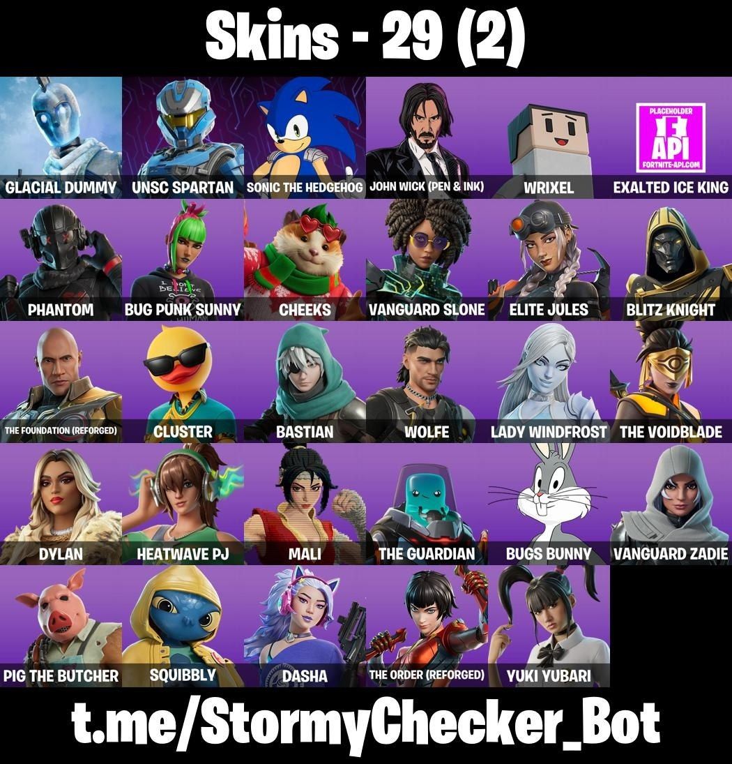 CONTA FORTNITE COM SONIC, JOHN WICK, 500 V-BUCKS E 29 SKINS - ENTREGA AUTOMÁTICA