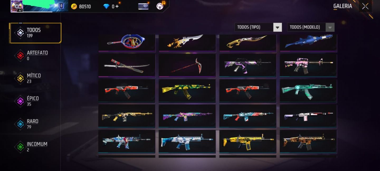 Conta free fire nível 72 gola alta preta, scar punho de ouro, via google!!