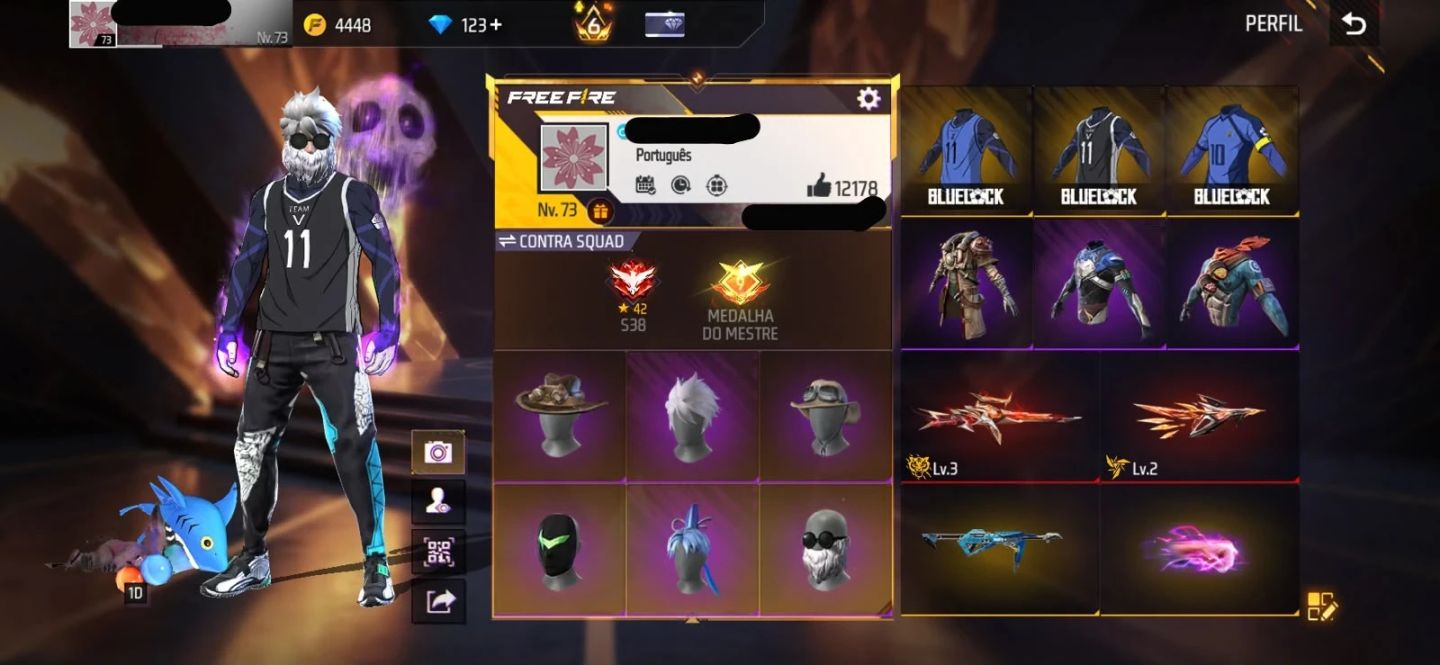 Conta Free Fire Rara Gemada com Steampunk, Angelical, Punho, Bandeirao, Barbinha