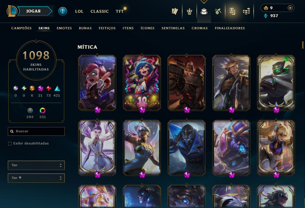 Conta Lol de 2015 / 1098 Skins / Nivel 418 / 424 Icones