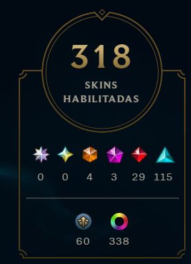 CONTA LEAGUE OF LEGENDS LEVEL 594 ESMERALDA IV 318 SKINS