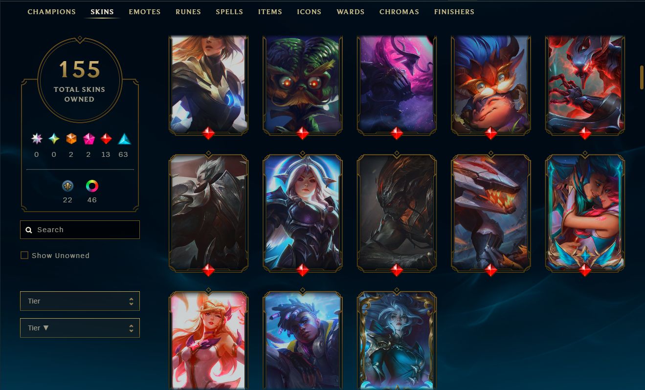 CONTA NÍVEL 258 ESMERALDA 4 HONRA 5 155 SKINS