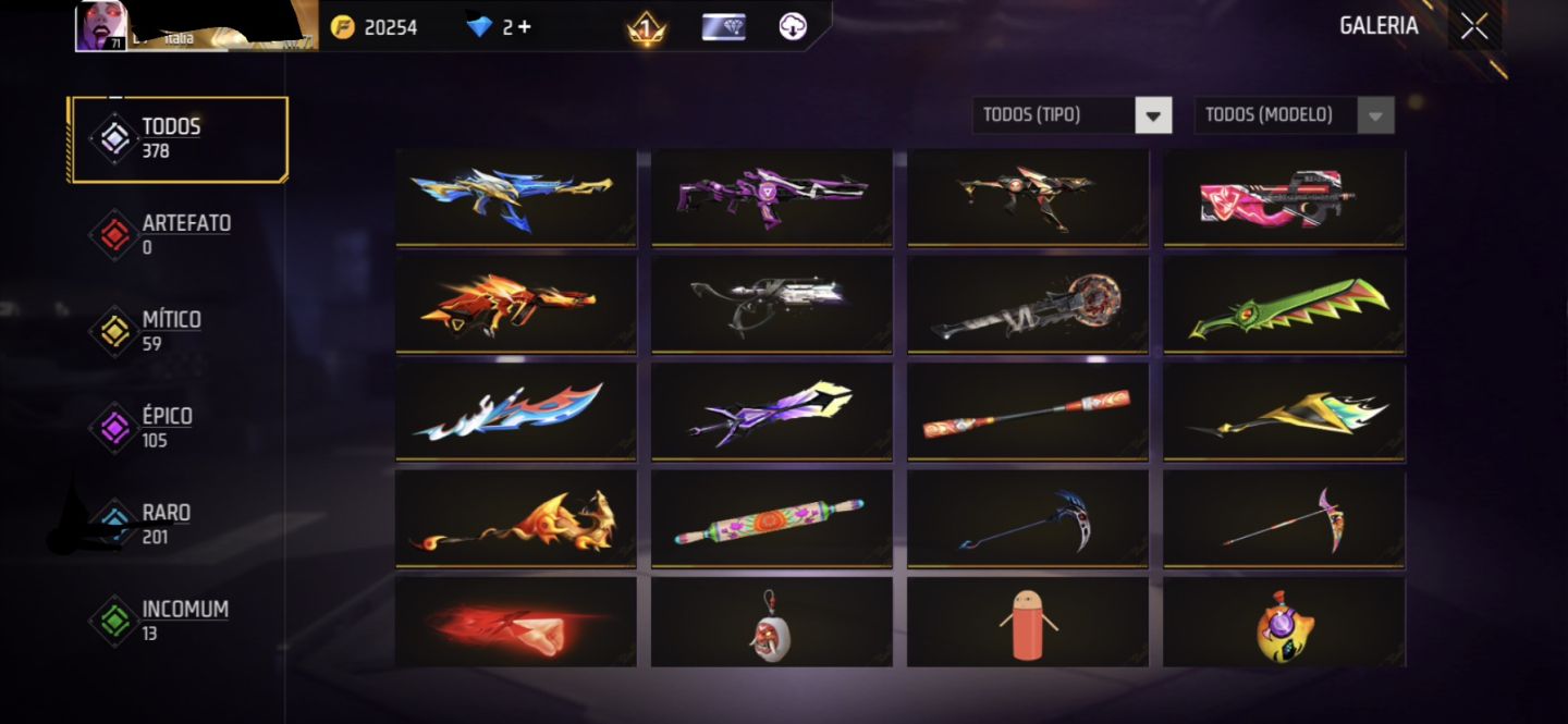 Free Fire Conta Level 71 Antiga 7 Anos | 2 Calças Angelicais Azul e Vermelha | I