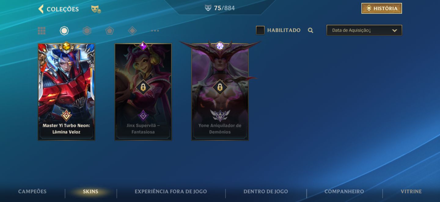 Conta wild rift com skins de master yi principalmente
