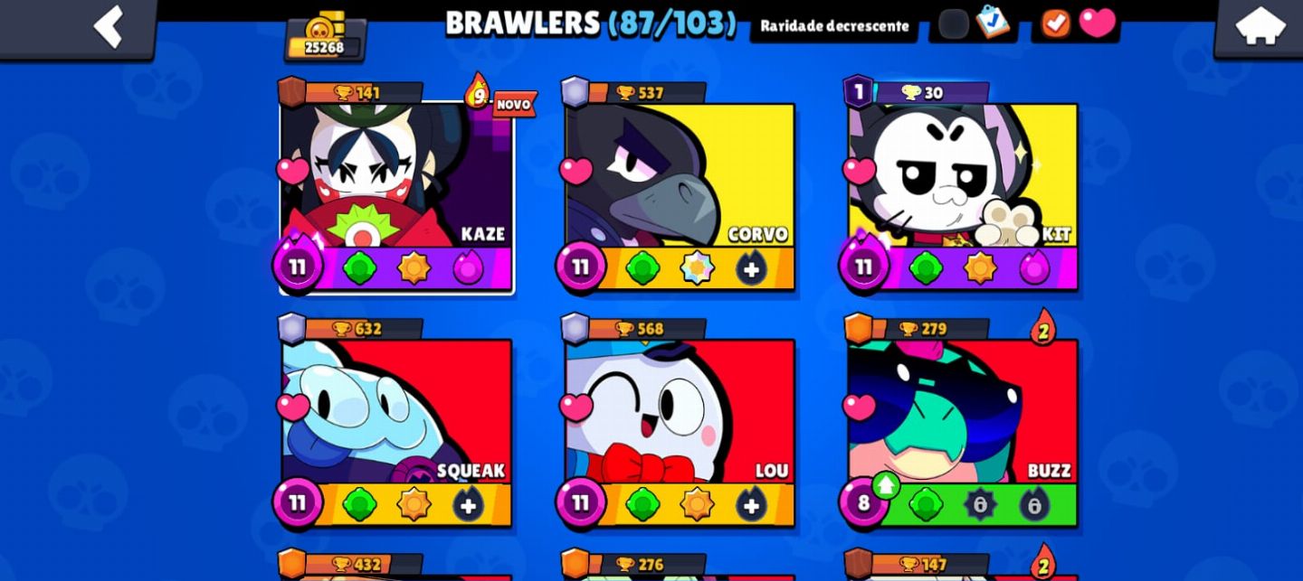 Conta Brawl Stars - 87 Brawlers | 25k+ Troféus | 9 Skins Lendárias