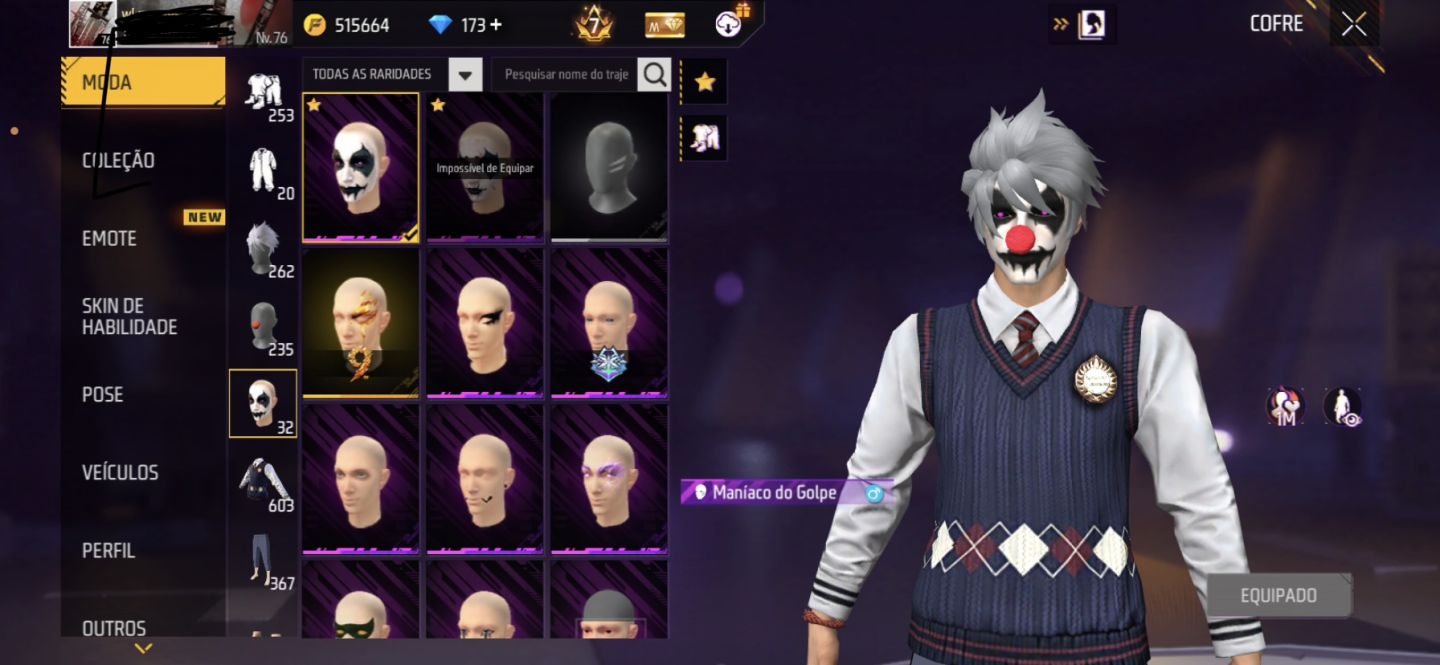 CONTA FREE FIRE PRIME 7 COM MUITAS PARCERIAS!!!!!!!