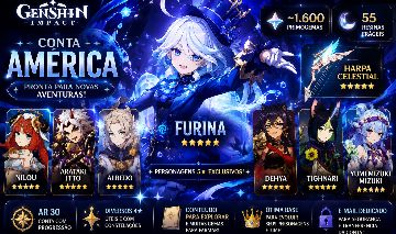 CONTA INICIANTE GENSHIN IMPACT - FURINA, NILOU, ALBEDO, ITTO E MUITO MAIS!