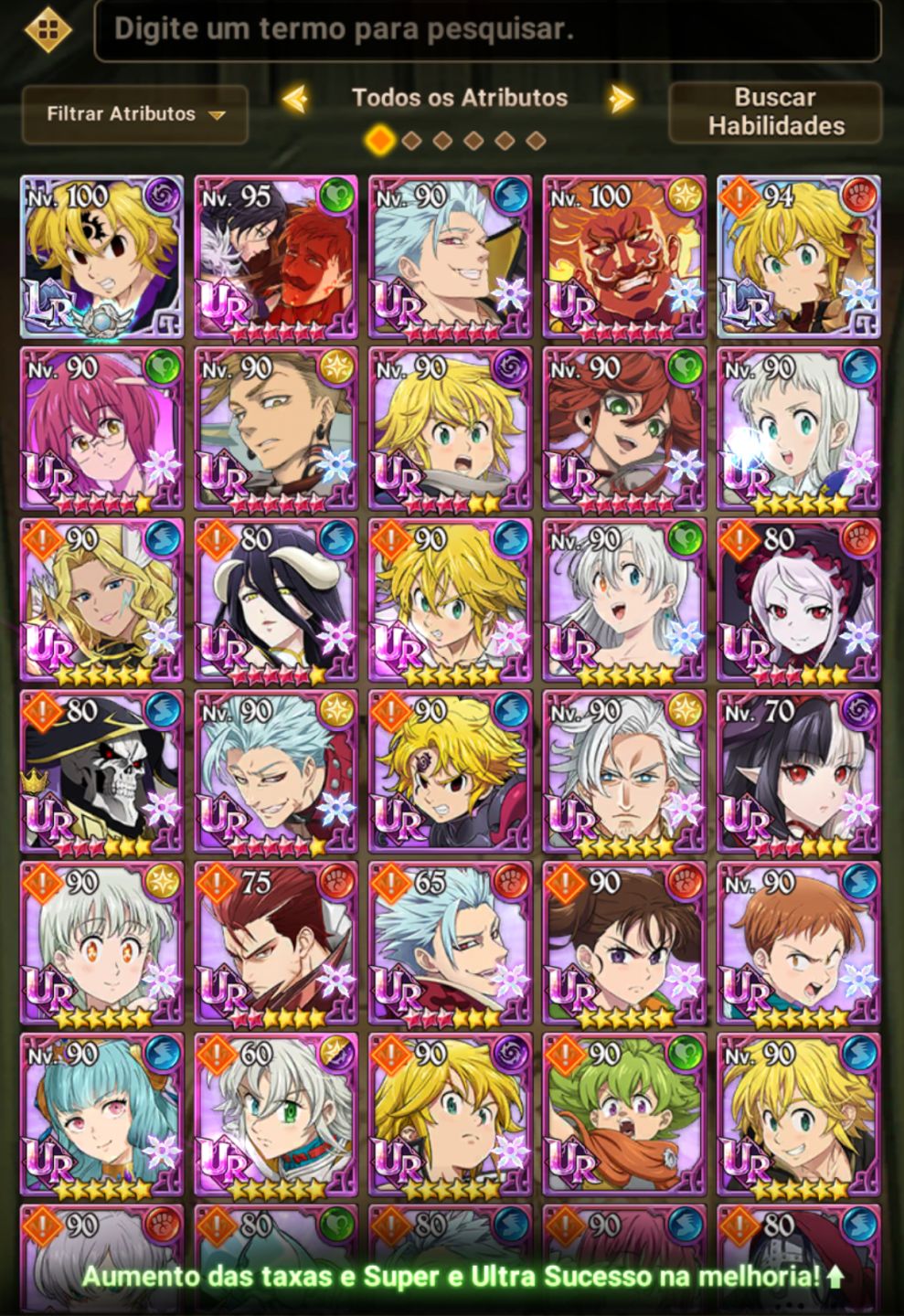 Conta 7DS GC | 130 Personagens | Lv. 71 | Overlord + Gachiakuta | +4 Anos