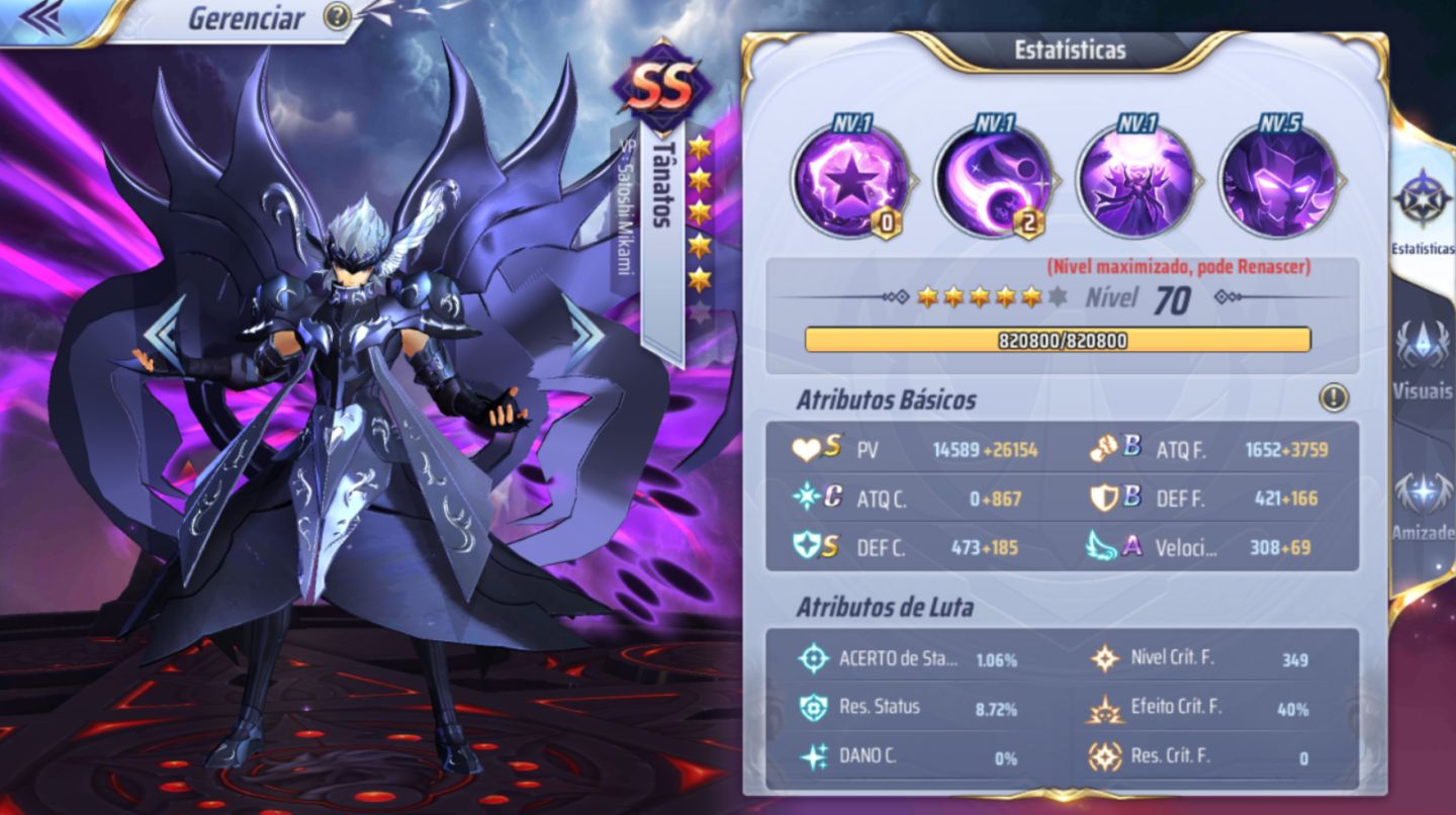 Saint Seiya Awakening sv 143 lv 41 PVE inteiro feito Shura Divino, Thanatos e +