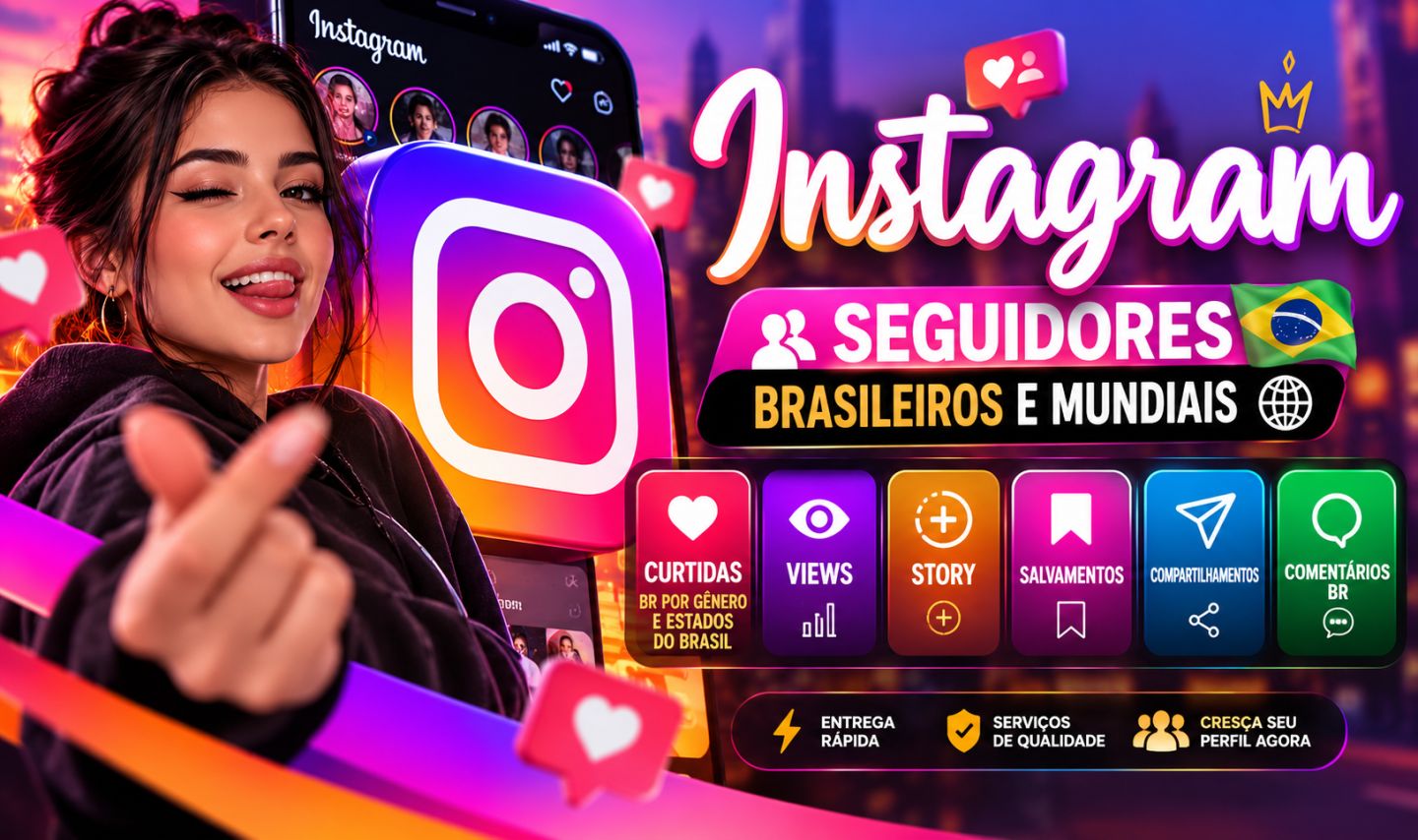 Seguidores para Instagram Brasileiros, Mundiais e por Gênero | Alto Nível