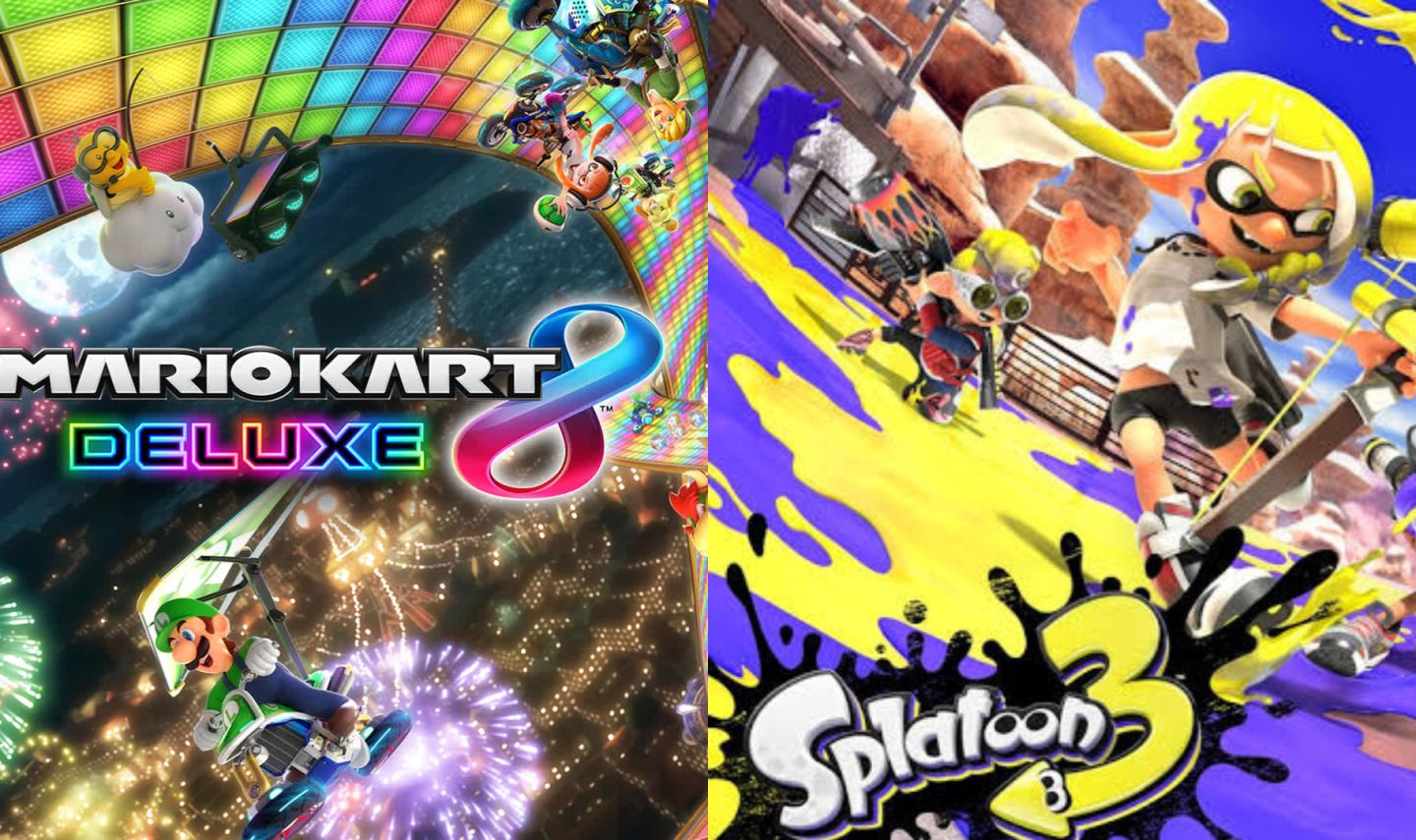 Conta nintendo com Mario Kart 8 e Splatoon 3 e varios outros jogos.