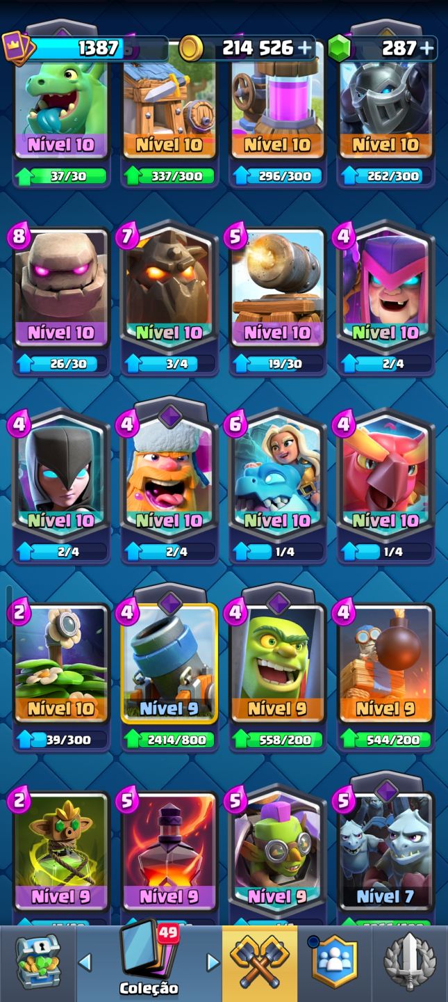 CONTA CLASH ROYALE 8,5K TROFÉUS/ ARENA 22/ DECK LVL 14+ / 5 EVOLUÇÕES