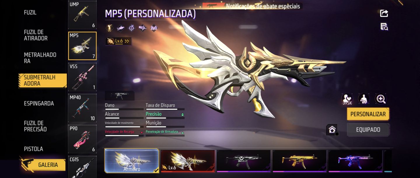 Conta de free fire com itens muito raros, preço negociável!!!!