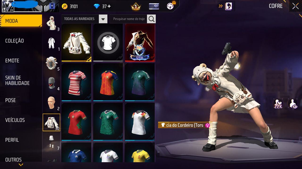 CONTA FREE FIRE PLATINA MODO RANK COM SKINS