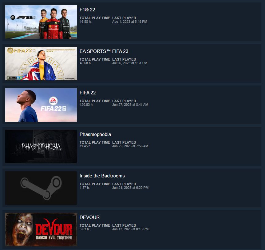 Conta Steam / Forza Horizon 5, ETS 2, F1 21, F1 22, FIFA 23 E + / FULL ACESSO!!