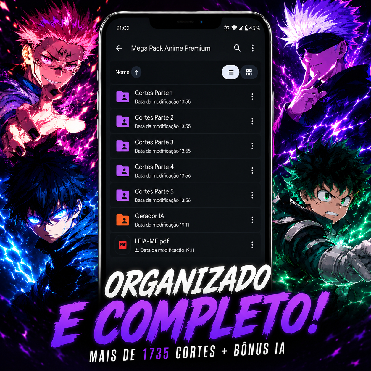 Pack +1735 Cortes de Anime Prontos para TikTok, Reels e Shorts + Bônus IA