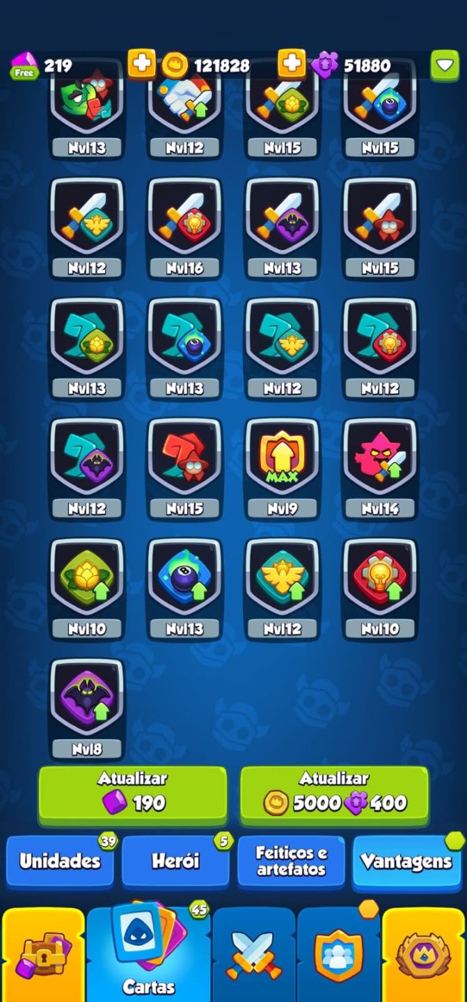 Conta Rush Royale BRIGUENTO LV 15 MONGE LV 13 + DRIADE LV11 1189 DE CRITICO