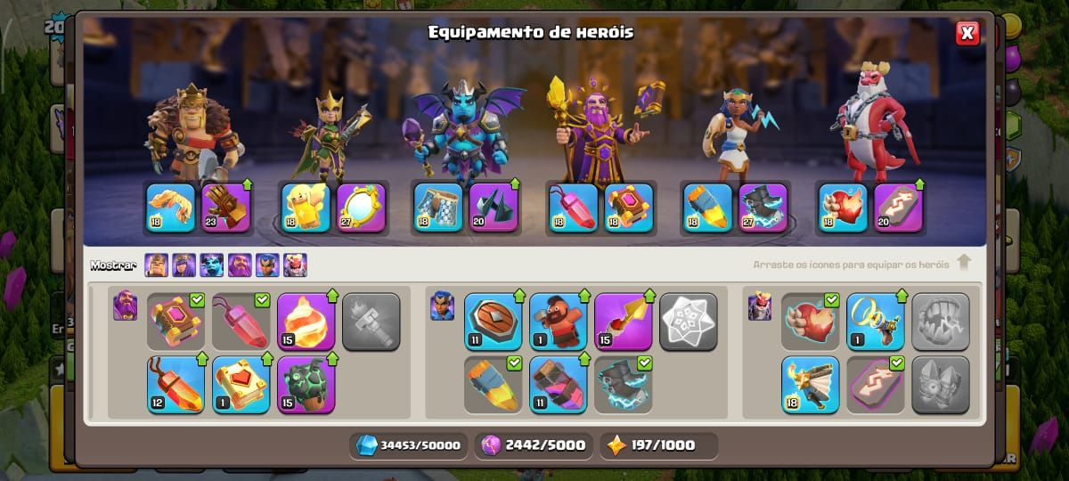 CV16 Quase Full|Defesas FULL|Skins Lendárias|Ferreiro Top|2060 Gemas|XP 206