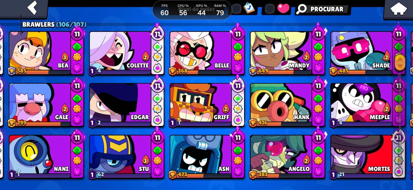 Conta de brawl stars Com 66 brawlers lev 11 e várias skins!