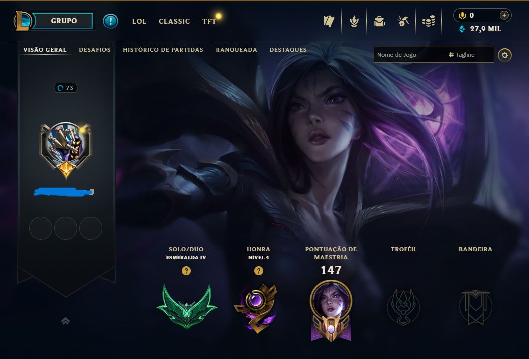 Conta de LoL Esmeralda 4 FA Único dono