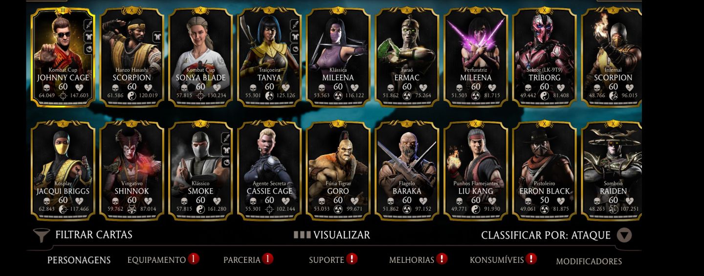 Conta mortal Kombat com vários ouros de desafio no X