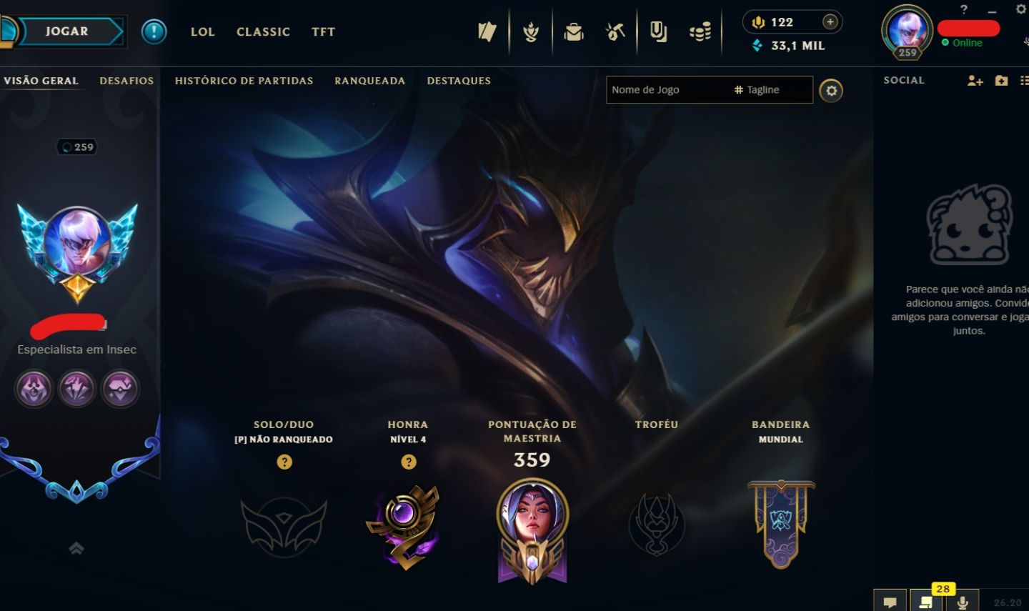 CONTA DE 2020 - 161 SKINS - LVL 259 - 123 CAMPEÕES - 33K DE EA - 32 CROMAS